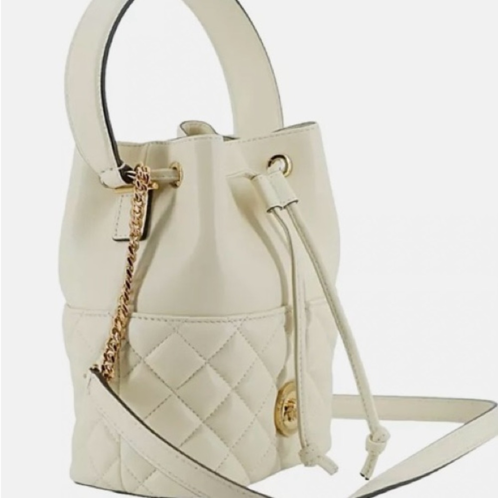 Versace Medusa Cream Quilted Lamb Leather Bucket Shoulder Bag - Picture 10 of 12